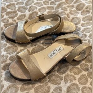 Jimmy Choo Gold Open-Toe Strappy Sandals 39 8.5 / 9